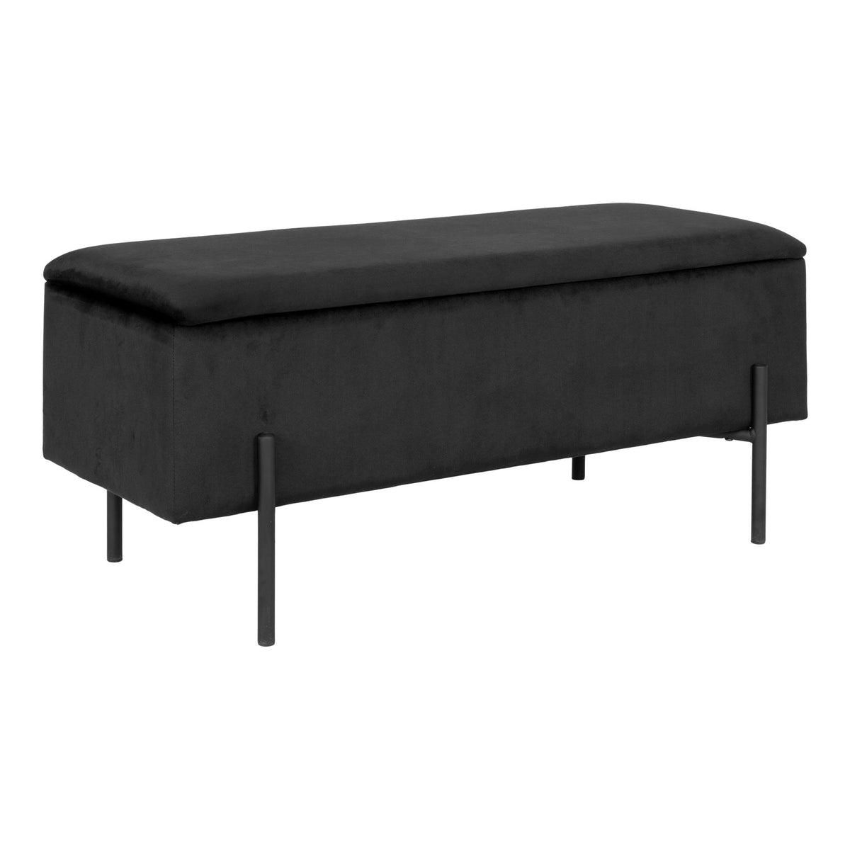 Sixten Sitzbank mit Stauraum – Samt Schwarz, 95 × 36,5 × 43 cm – Ansicht 2