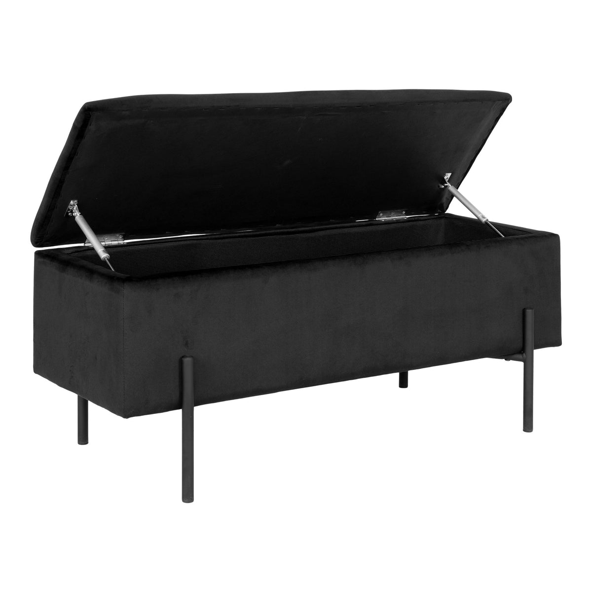 Sixten Sitzbank mit Stauraum – Samt Schwarz, 95 × 36,5 × 43 cm – Ansicht 3