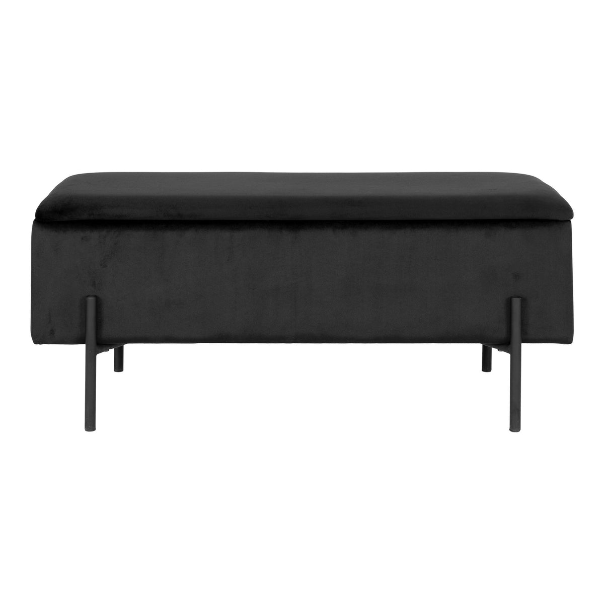 Sixten Sitzbank mit Stauraum – Samt Schwarz, 95 × 36,5 × 43 cm von Luiva Living
