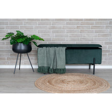 Sixten Sitzbank mit Stauraum – Samt Grün, 95 × 36,5 × 43 cm – Ansicht 4