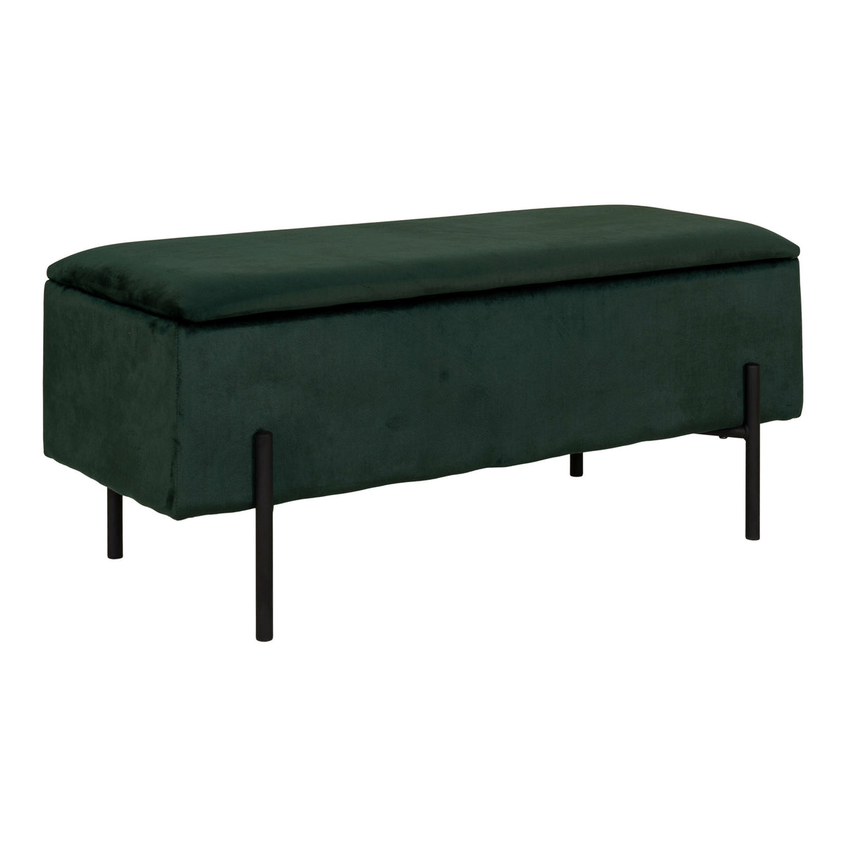 Sixten Sitzbank mit Stauraum – Samt Grün, 95 × 36,5 × 43 cm – Ansicht 2