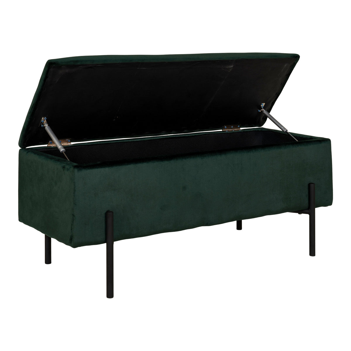 Sixten Sitzbank mit Stauraum – Samt Grün, 95 × 36,5 × 43 cm – Ansicht 3
