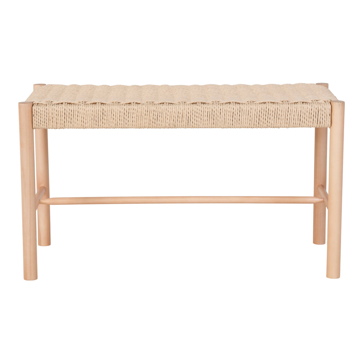 Yuki Sitzbank mit Geflechtsitz – Pappelholz Natur, 80 × 35 × 45 cm – Ansicht 2