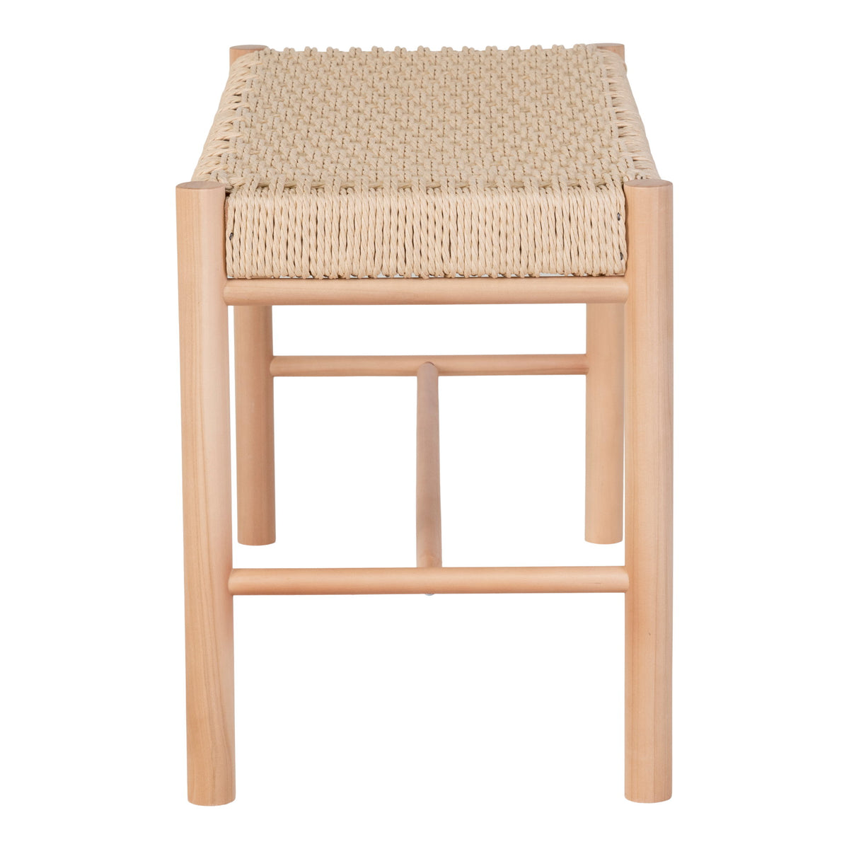 Yuki Sitzbank mit Geflechtsitz – Pappelholz Natur, 80 × 35 × 45 cm – Ansicht 3