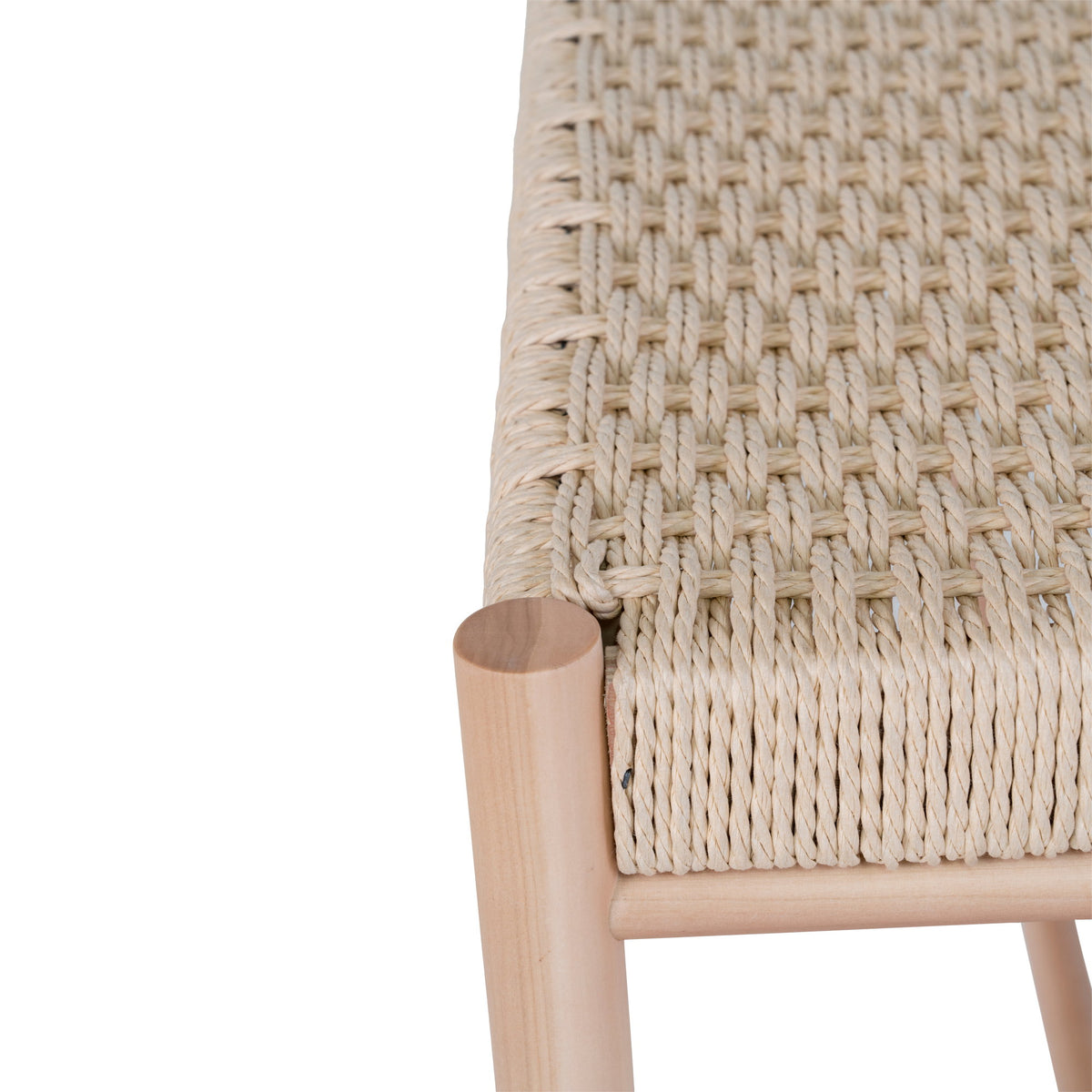 Yuki Sitzbank mit Geflechtsitz – Pappelholz Natur, 80 × 35 × 45 cm – Ansicht 4