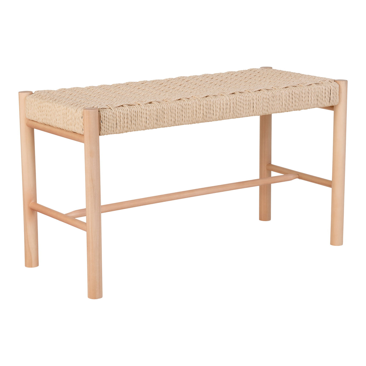 Yuki Sitzbank mit Geflechtsitz – Pappelholz Natur, 80 × 35 × 45 cm von Luiva Living
