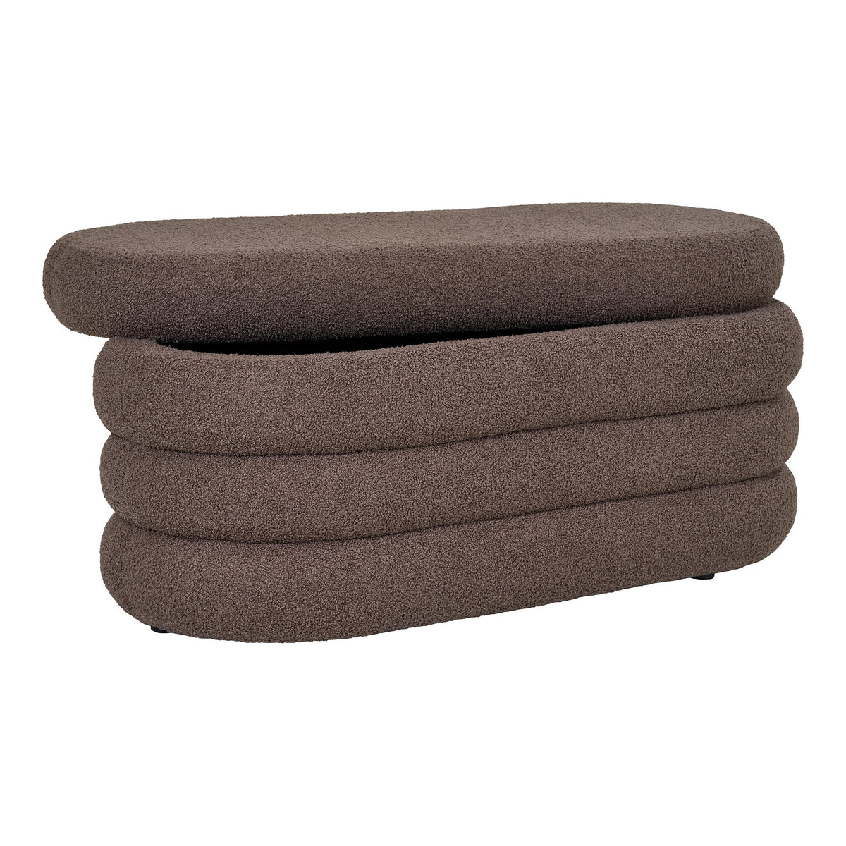 Philine Sitzbank mit Stauraum – Teddystoff Braun, 103 × 45 × 44 cm – Ansicht 4