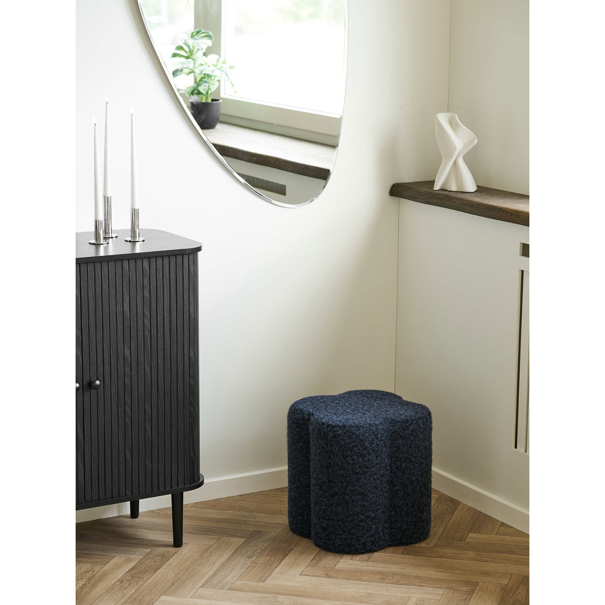 Viggo Pouf – Blau, ø 42 × 38 cm – Ansicht 5