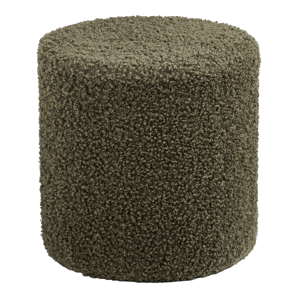 Greta Pouf – Teddystoff Grün, ø 34 × 36 cm von Luiva Living