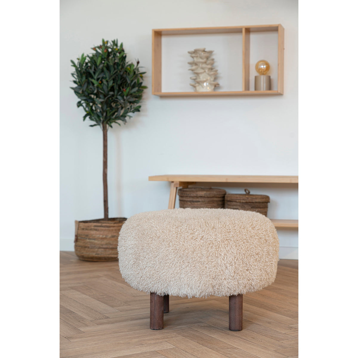 Smilla Pouf – Hellbraun, ø 50 × 36 cm – Ansicht 4