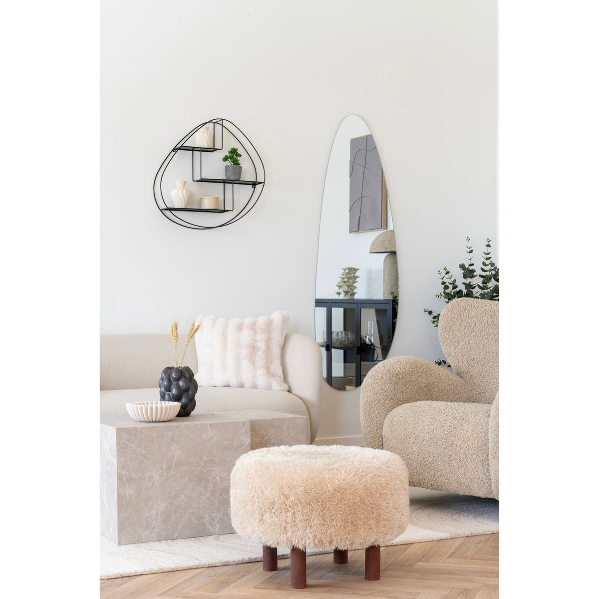 Smilla Pouf – Hellbraun, ø 50 × 36 cm – Ansicht 6