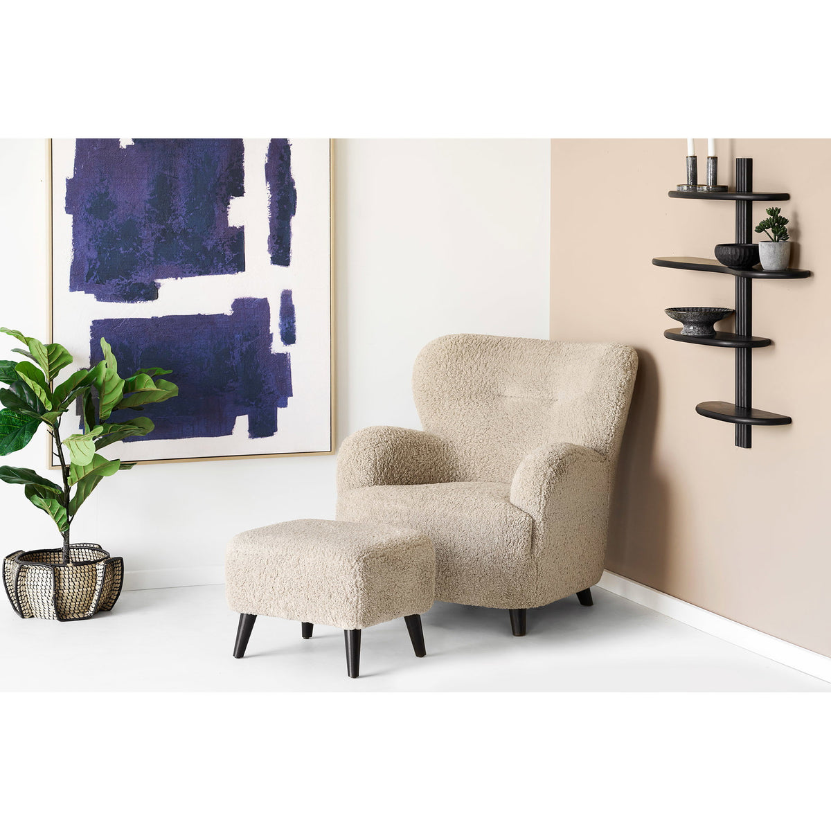 Mika Lounge-Pouf – Hellbraun, 42 × 54 × 39 cm – Ansicht 6