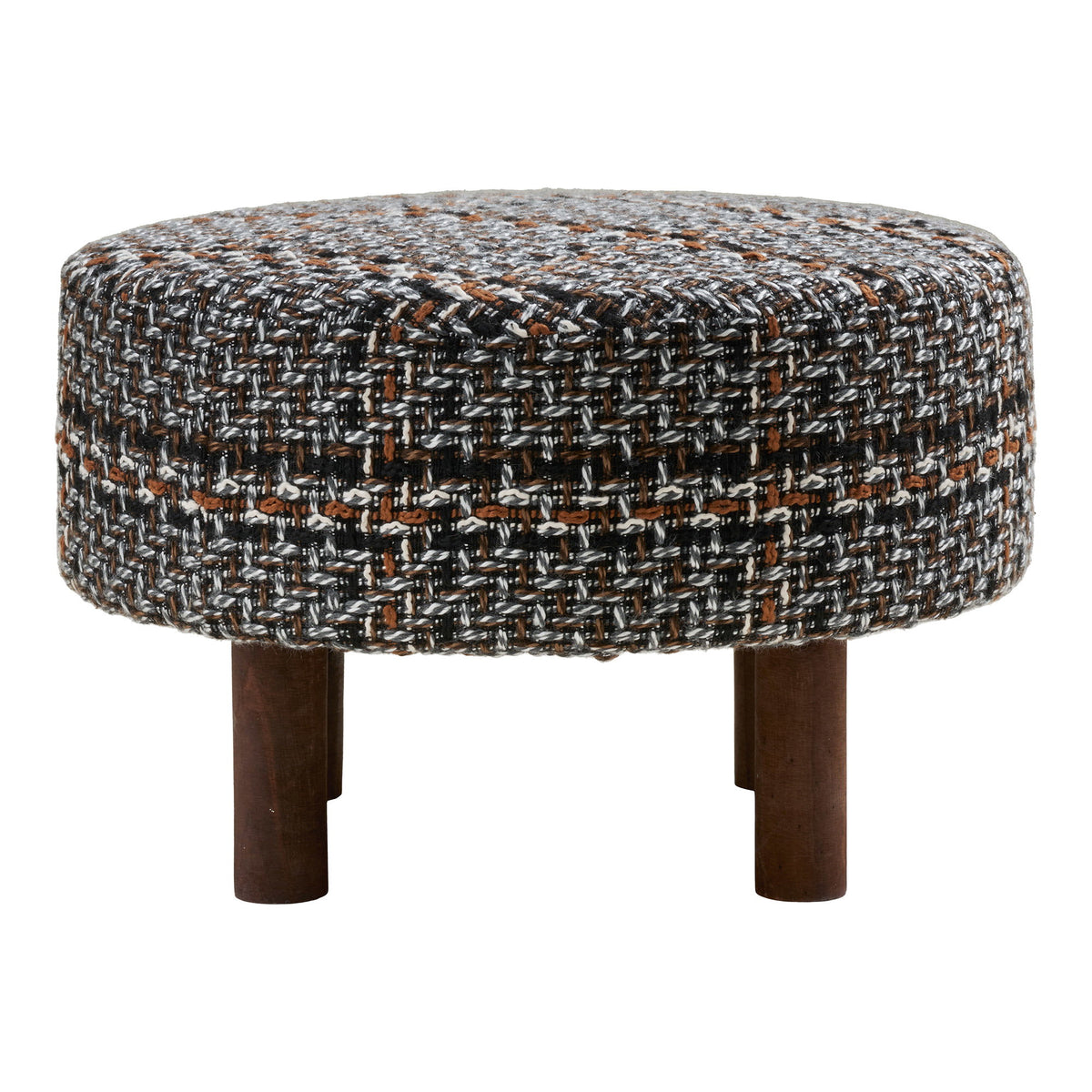 Mae Pouf – Schwarz, Beine Braun, ø 50 × 36 cm – Ansicht 2