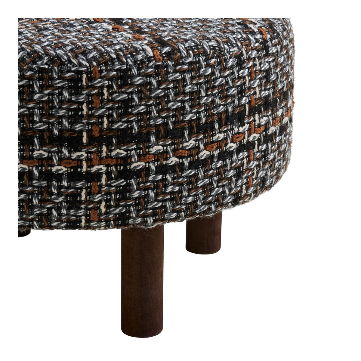 Mae Pouf – Schwarz, Beine Braun, ø 50 × 36 cm – Ansicht 3
