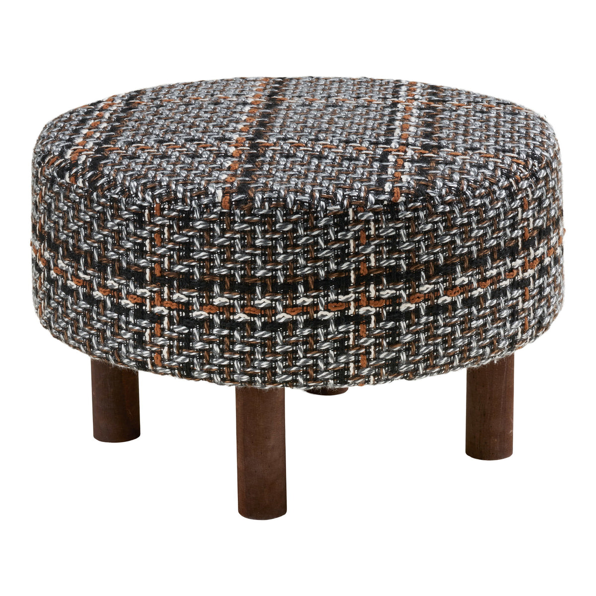 Mae Pouf – Schwarz, Beine Braun, ø 50 × 36 cm von Luiva Living