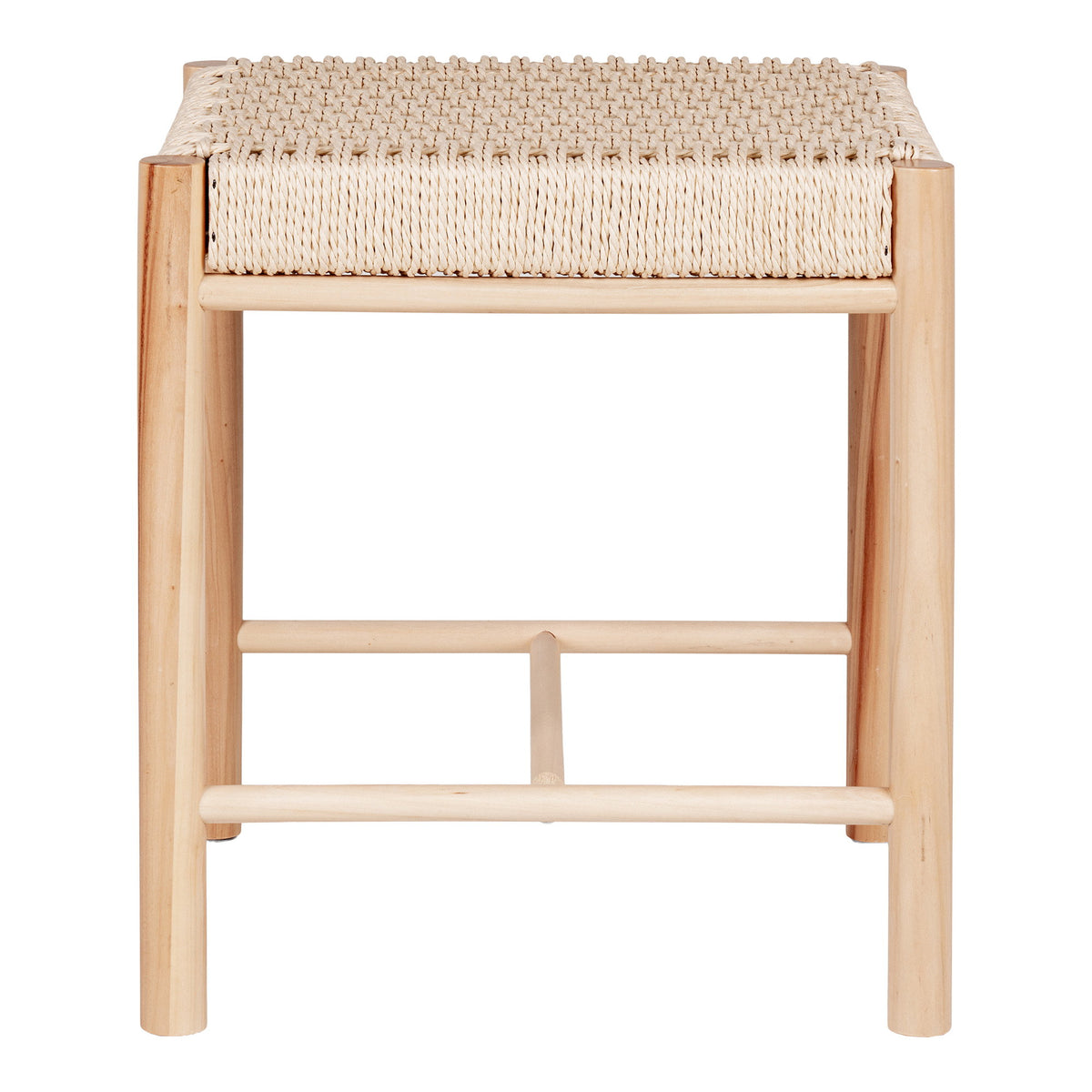 Yuki Hocker mit Geflechtsitz – Pappelholz Natur, 42 × 42 × 46,5 cm – Ansicht 3
