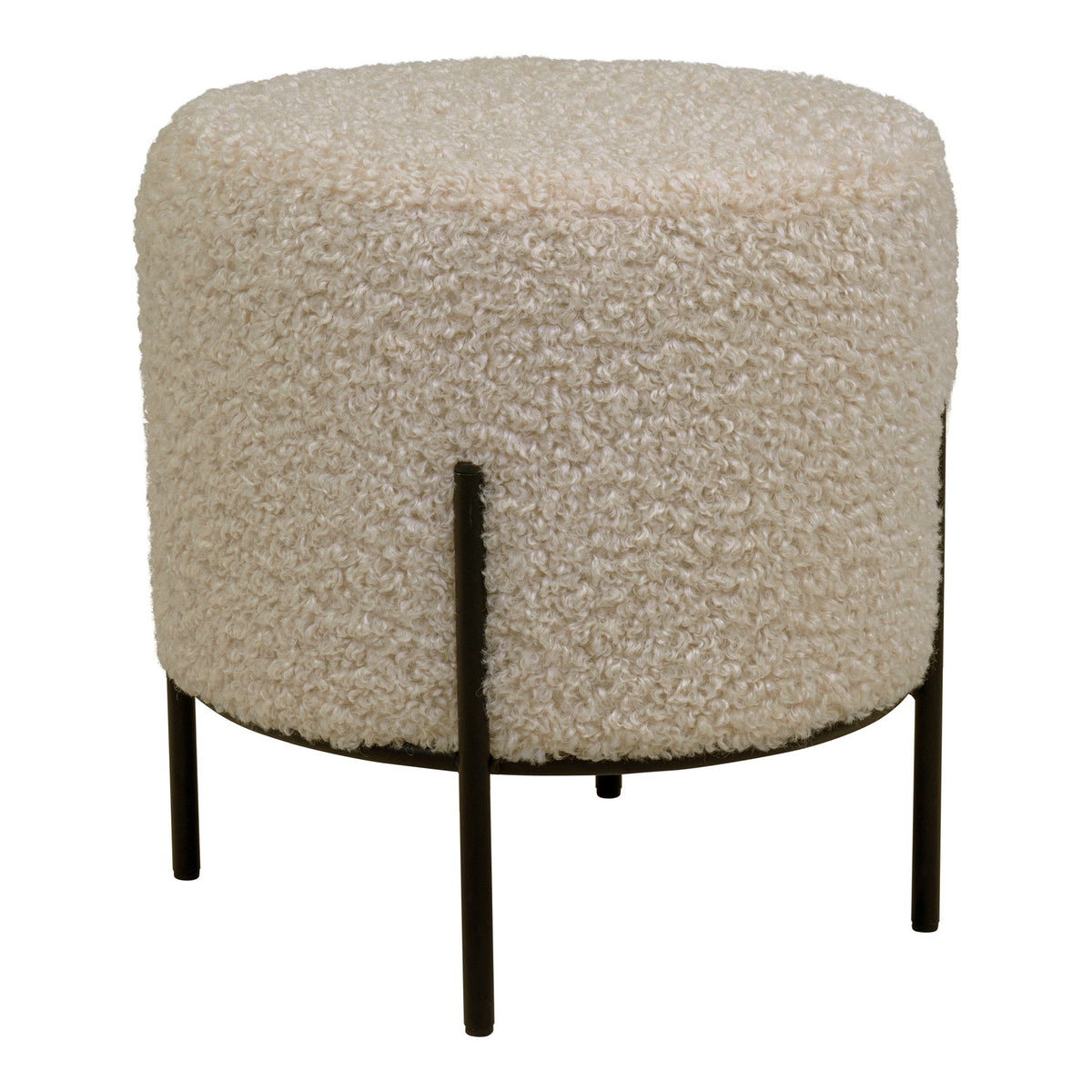 Erna Pouf – Teddystoff Graubraun, Beine Schwarz, 35,5 × 37 cm von Luiva Living