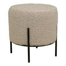 Erna Pouf – Teddystoff Graubraun, Beine Schwarz, 35,5 × 37 cm von Luiva Living