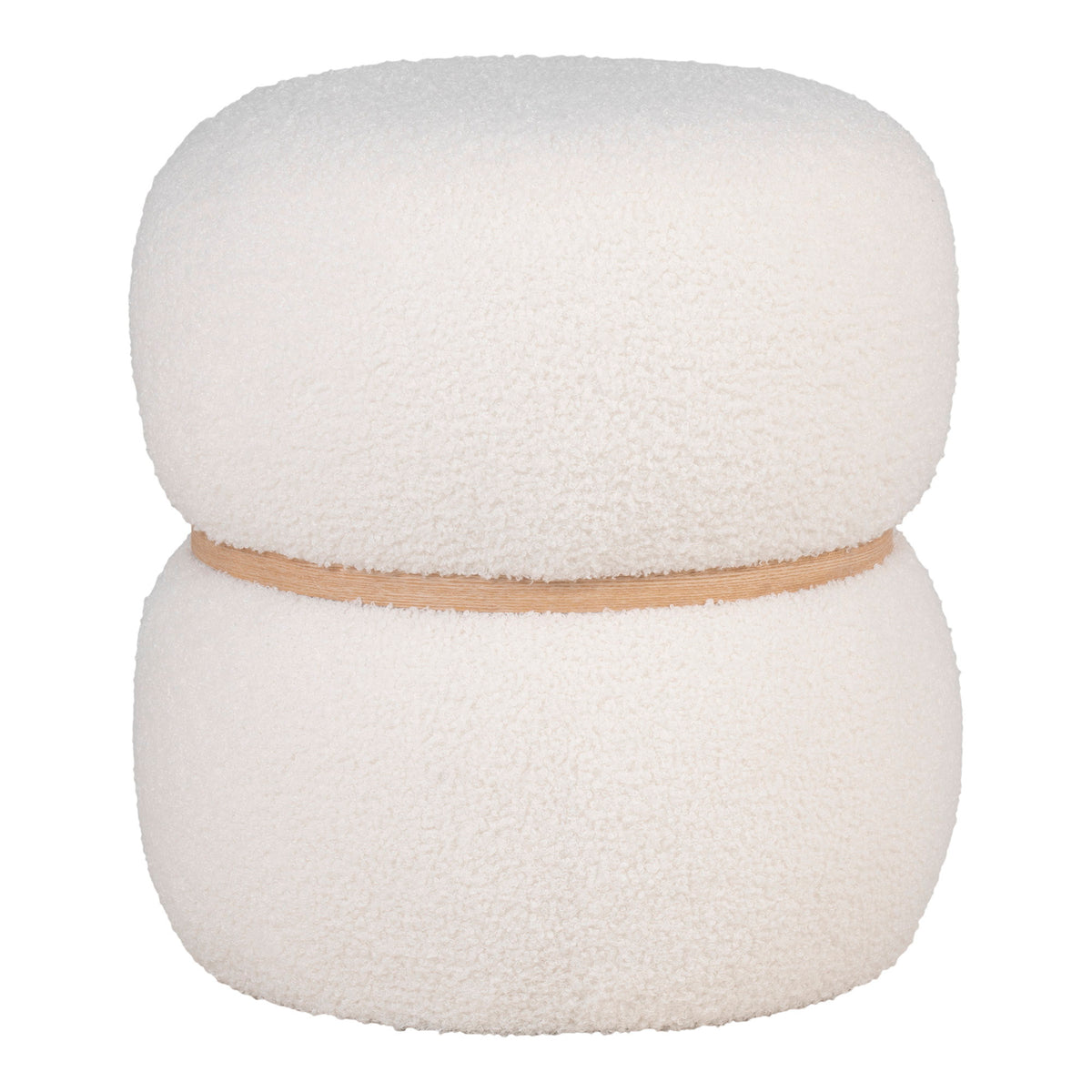 Tove Pouf – Teddystoff Weiß, ø 38 × 41 cm von Luiva Living