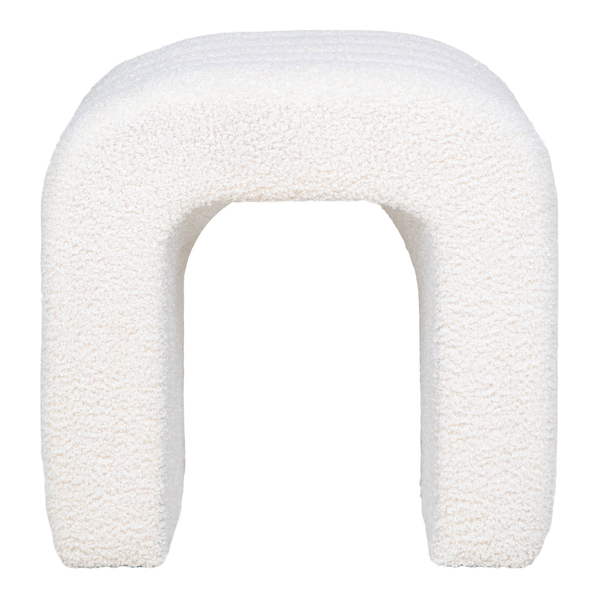 Una Pouf – Teddystoff Weiß, 42 × 41 × 36 cm – Ansicht 2