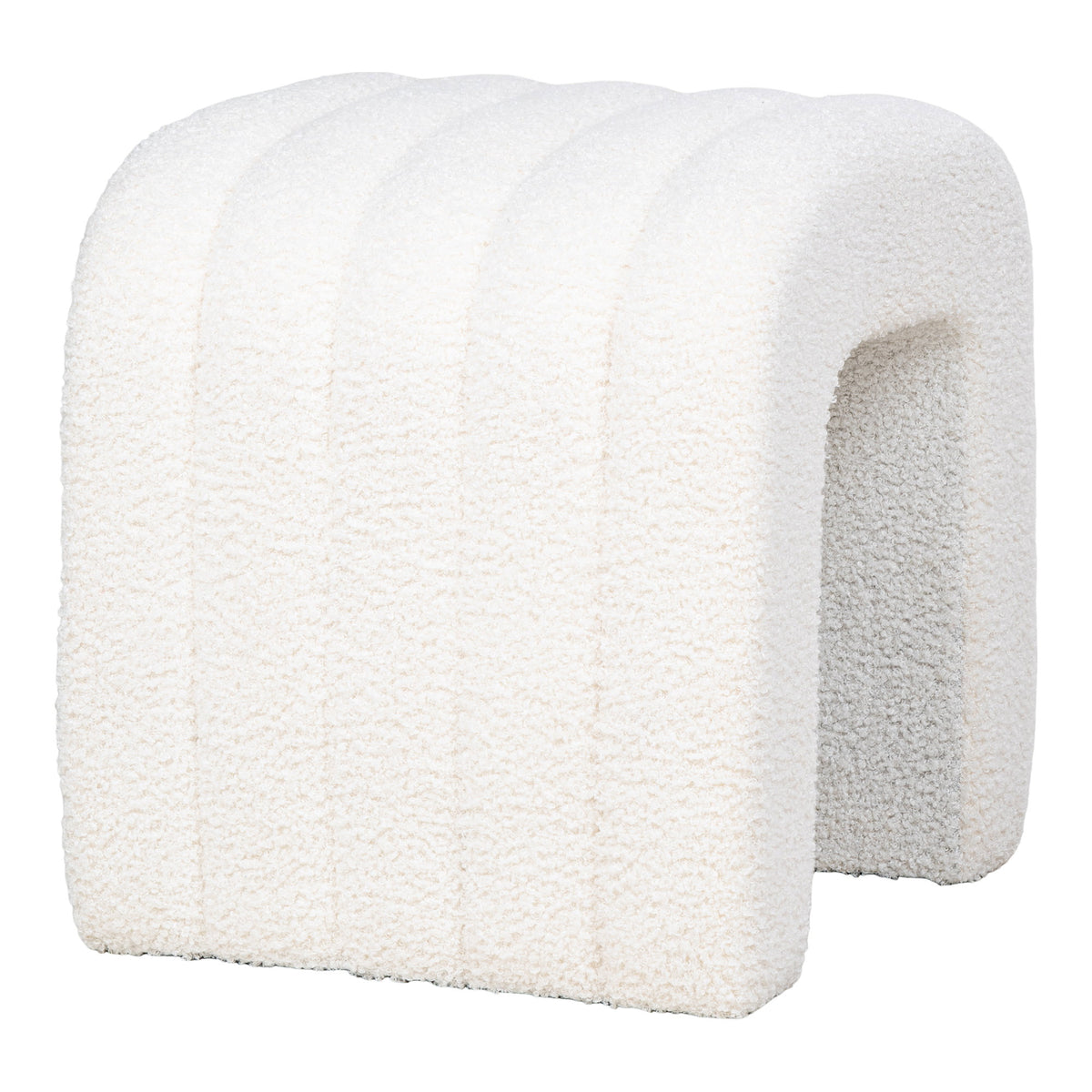 Una Pouf – Teddystoff Weiß, 42 × 41 × 36 cm – Ansicht 3