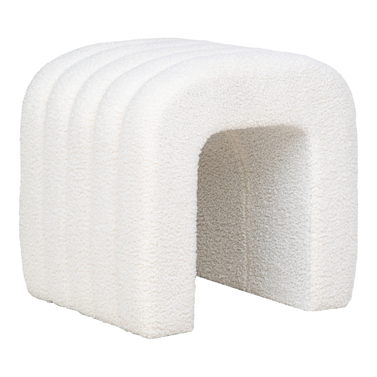 Una Pouf – Teddystoff Weiß, 42 × 41 × 36 cm von Luiva Living