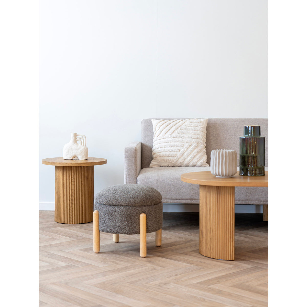 Egil Pouf mit Stauraum – Braun/Natur, ø 45 × 36 cm – Ansicht 6