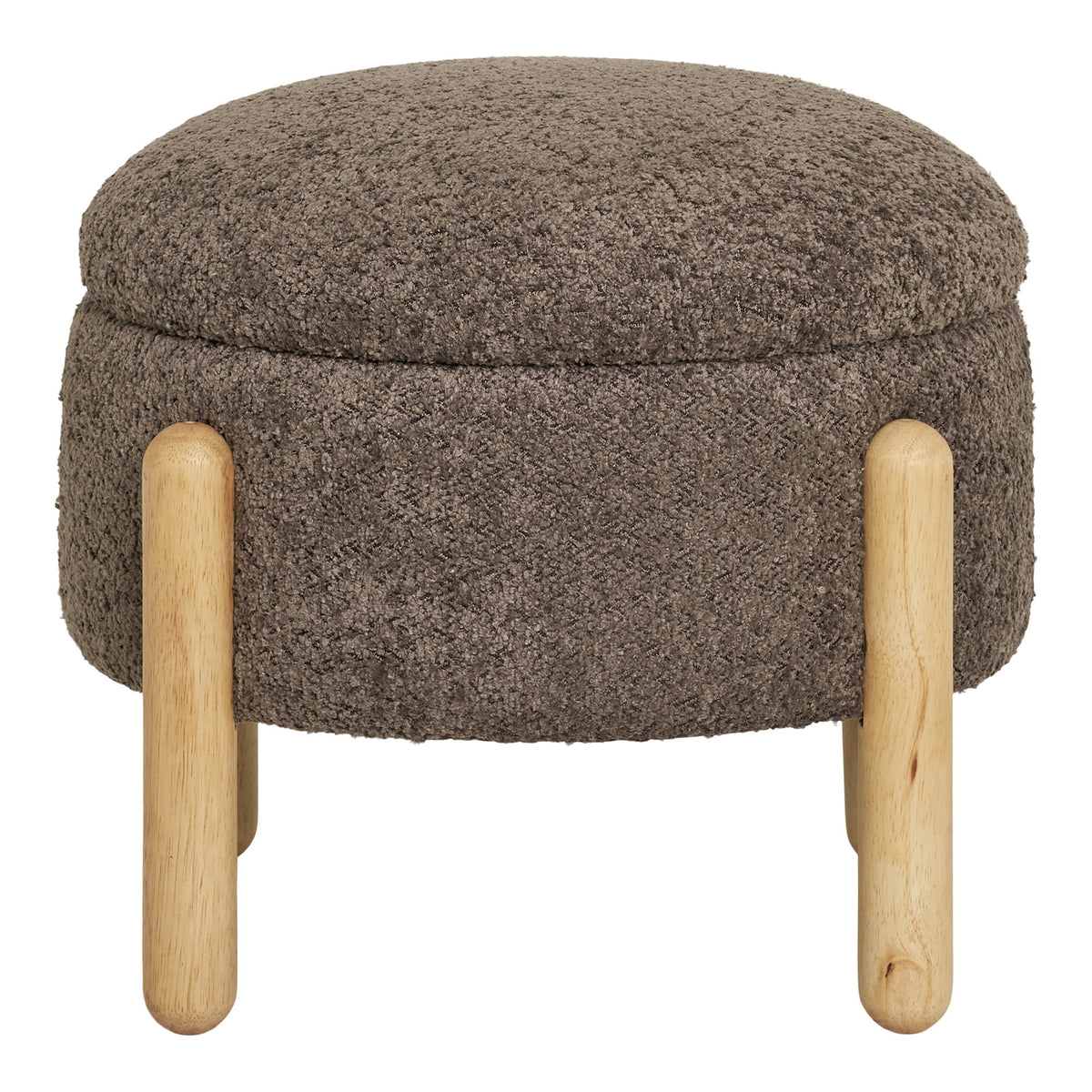 Egil Pouf mit Stauraum – Braun/Natur, ø 45 × 36 cm – Ansicht 2