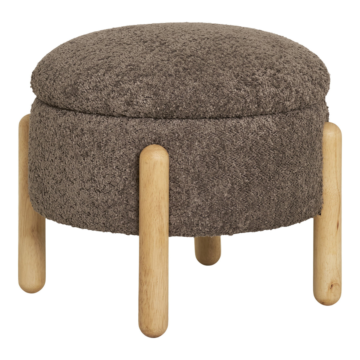 Egil Pouf mit Stauraum – Braun/Natur, ø 45 × 36 cm von Luiva Living