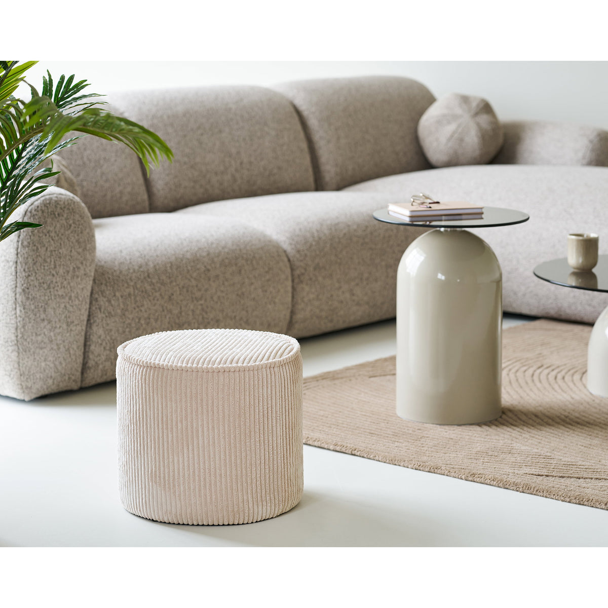 Rieke Pouf – Cord Beige, ø 40 × 35 cm – Ansicht 4