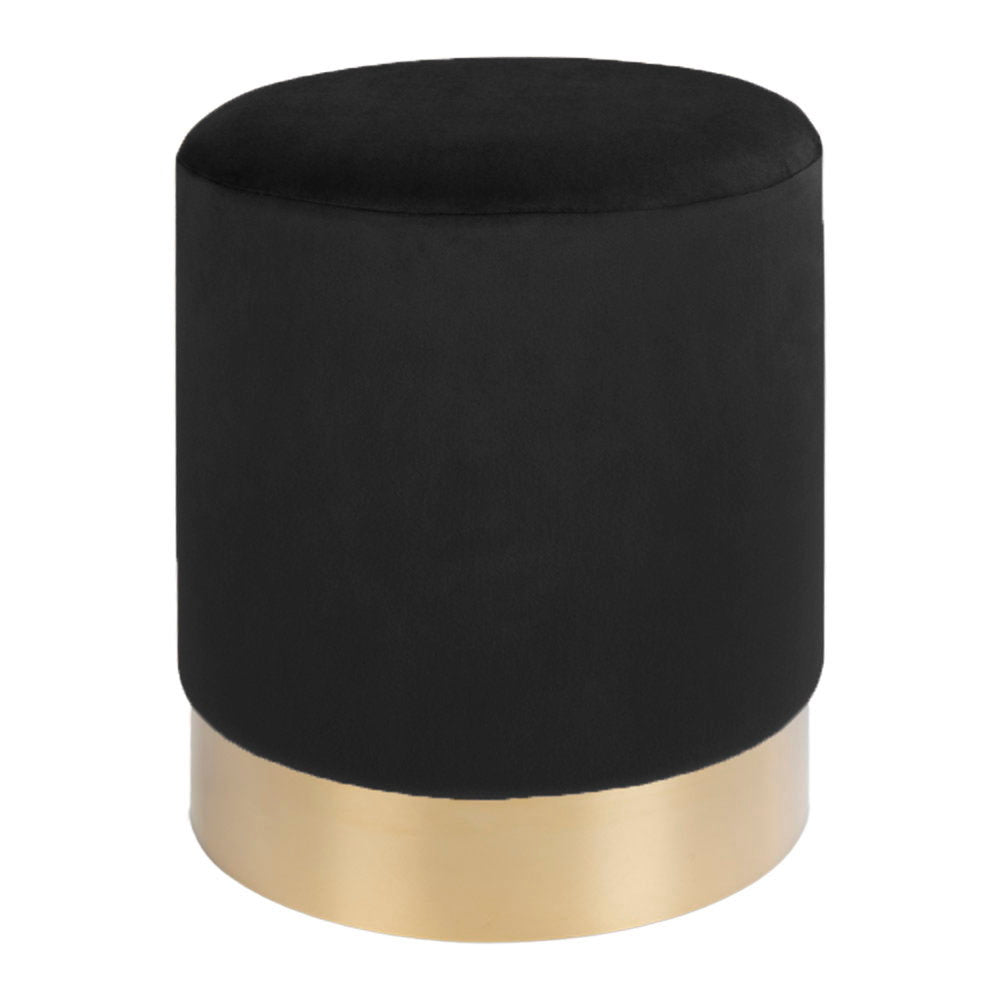Konrad Pouf – Samt Schwarz, Sockel Messing, ø 34 × 43 cm von Luiva Living