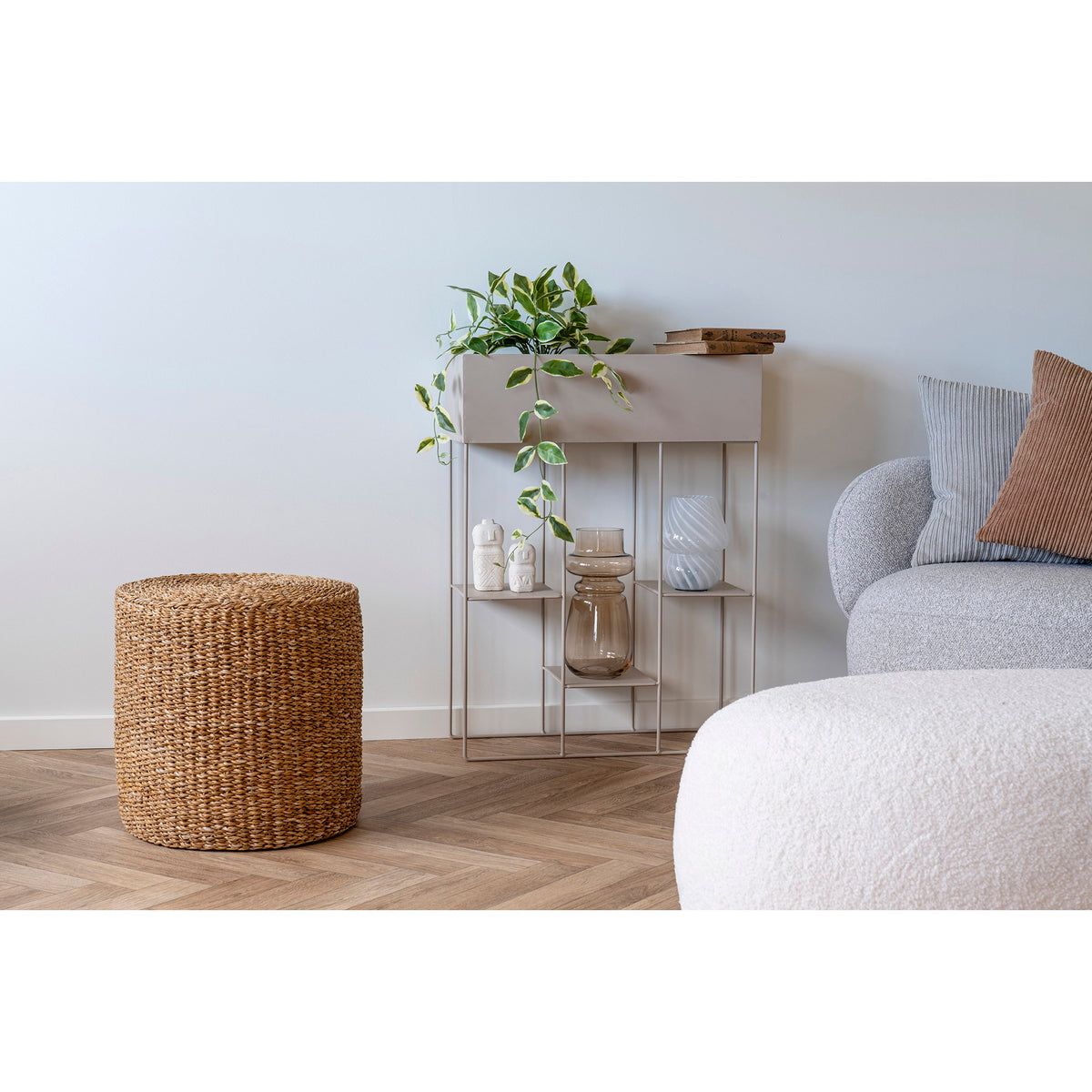Till Pouf – Seegras/Baumwolle Natur, ø 40 × 40 cm – Ansicht 3