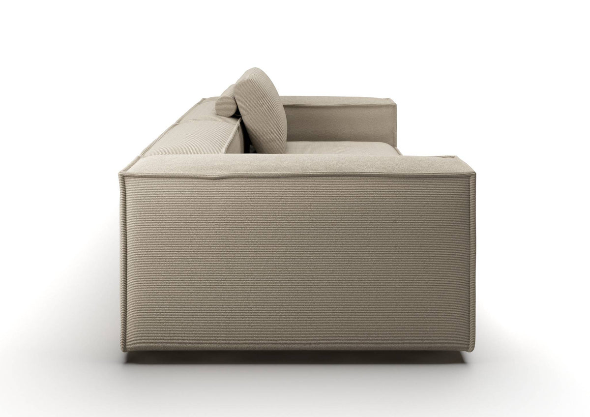 Bergen 2-Sitzer-Sofa in Feincord Sand – Seitenansicht