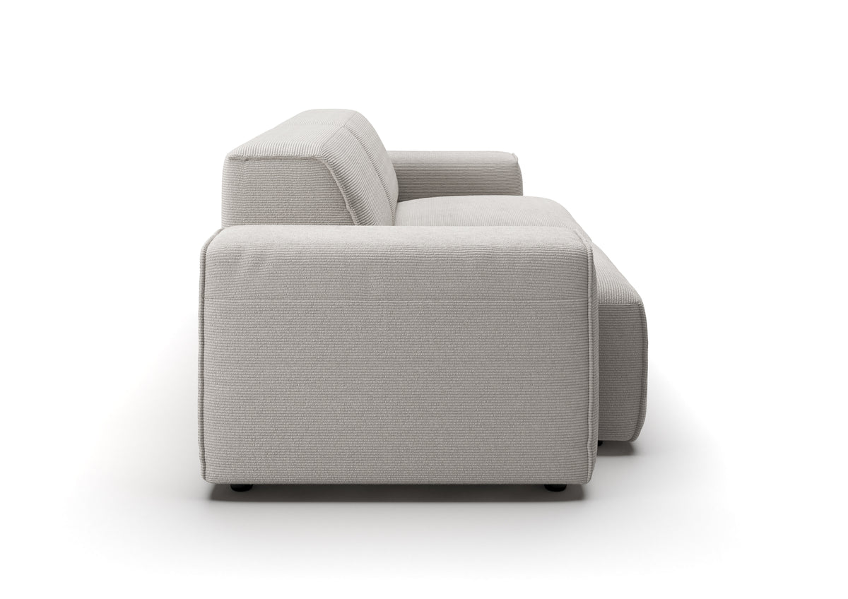 Lund 2,5-Sitzer-Sofa in Feincord Weiß – Seitenansicht