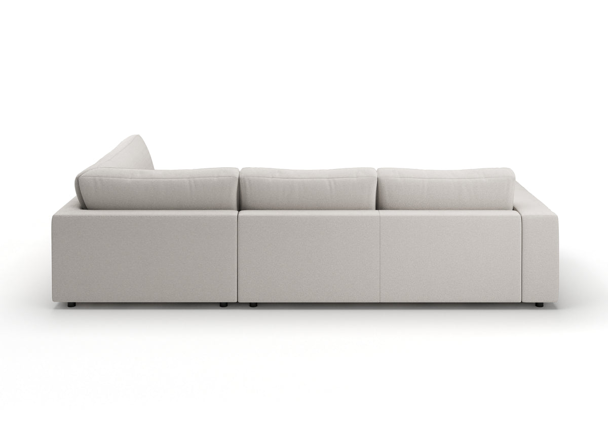 Skagen Ecksofa in L-Form in Feincord Weiß, Ecke rechts – Rückansicht