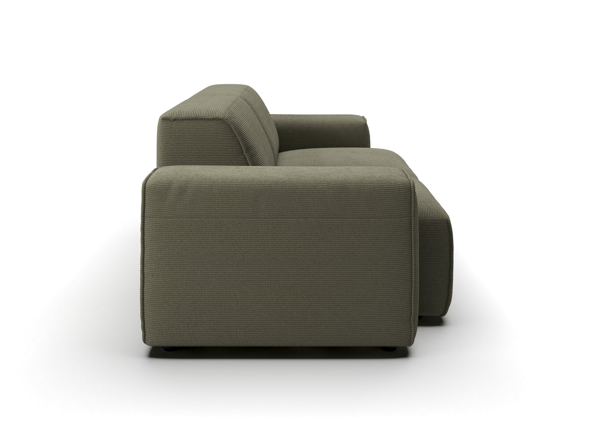 Lund 2-Sitzer-Sofa in Feincord Oliv – Seitenansicht