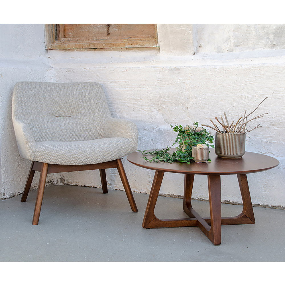 Frieda Couchtisch rund – Walnussfurnier Braun, ø 75 × 36 cm – Ansicht 4