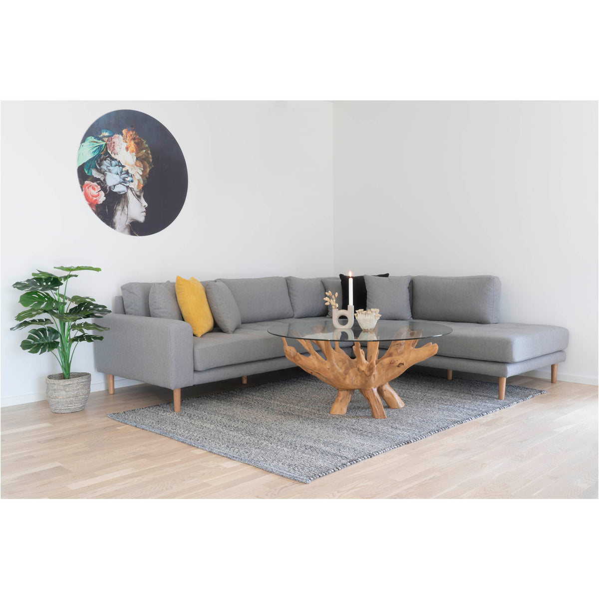 Zeno Couchtisch rund – Glas/Teak Natur, ø 110 × 50 cm – Ansicht 6