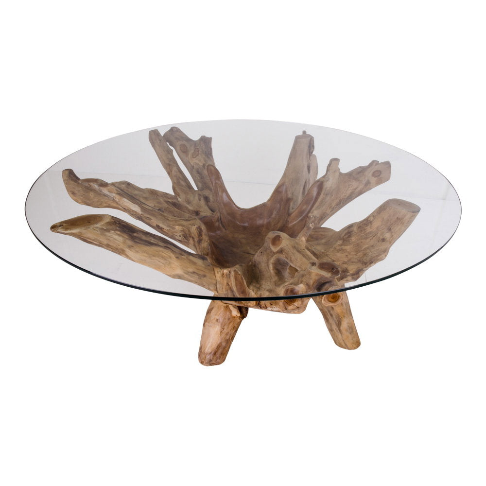 Zeno Couchtisch rund – Glas/Teak Natur, ø 110 × 50 cm – Ansicht 3