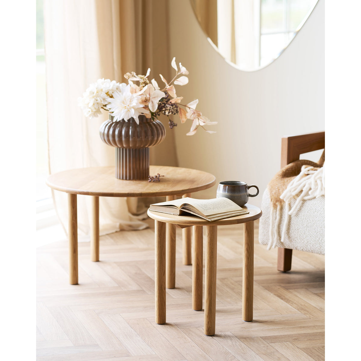 Carla Couchtisch rund – Eiche Natur, ø 70 × 40 cm – Ansicht 4
