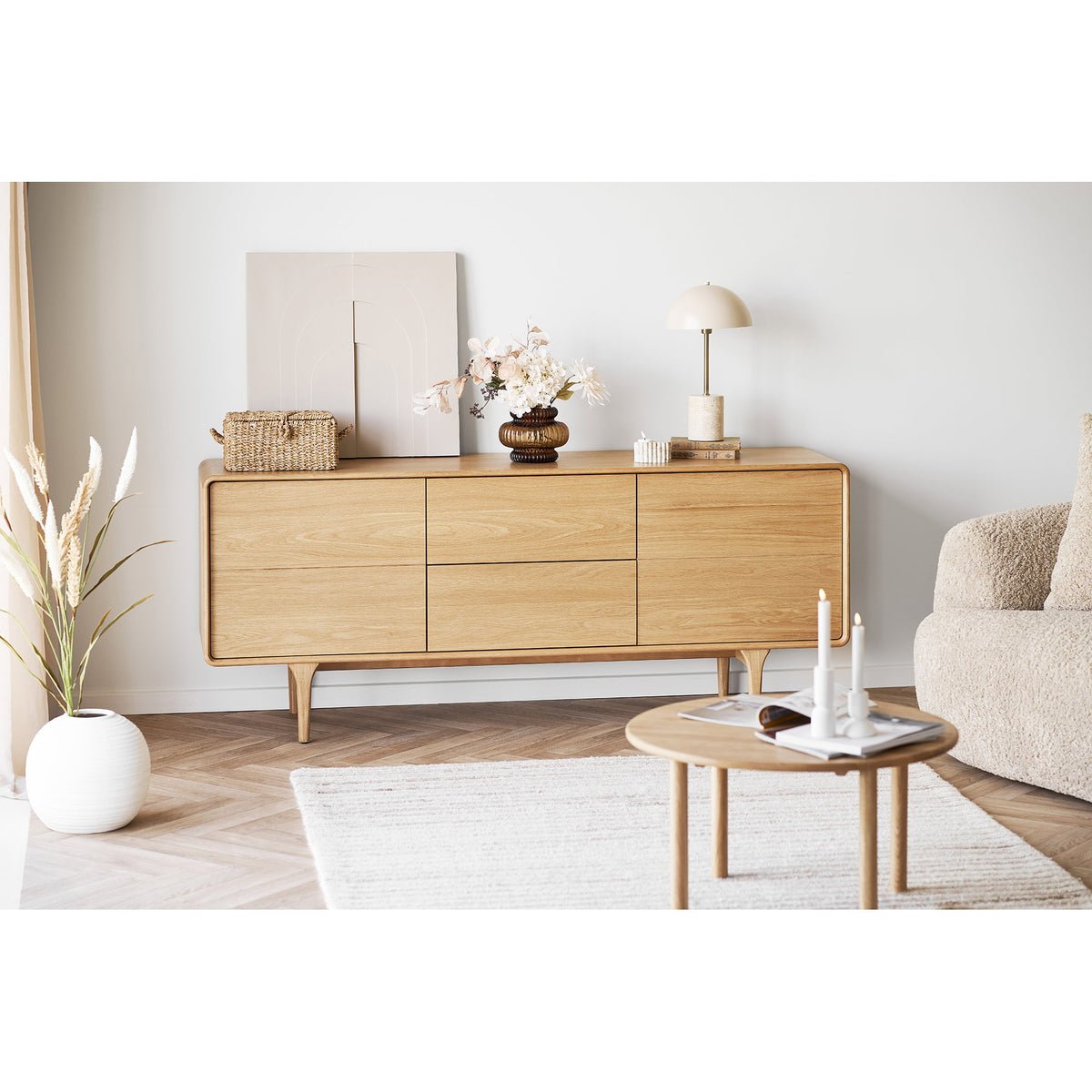 Carla Couchtisch rund – Eiche Natur, ø 70 × 40 cm – Ansicht 7
