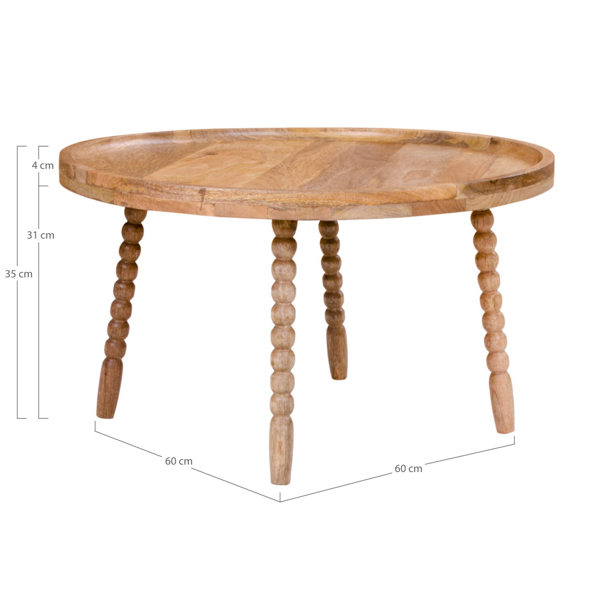 Olof Couchtisch rund – Mangoholz Natur, ø 60 × 35 cm – Ansicht 3