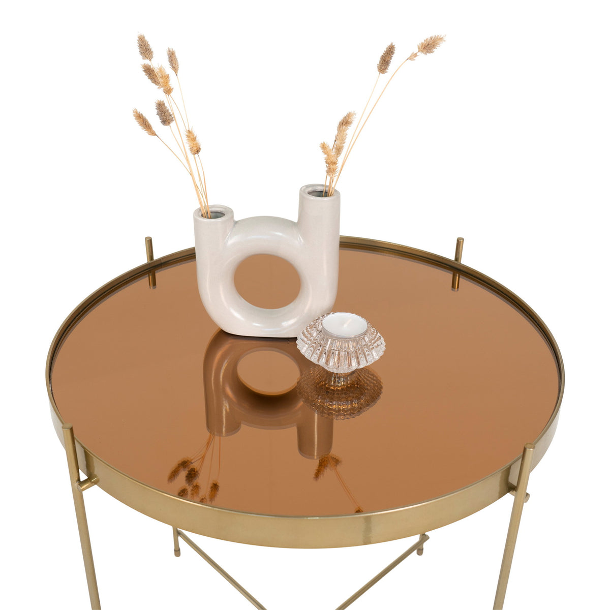Lotta Couchtisch rund – Stahl/Glas Messing, ø 48 × 48 cm – Ansicht 3
