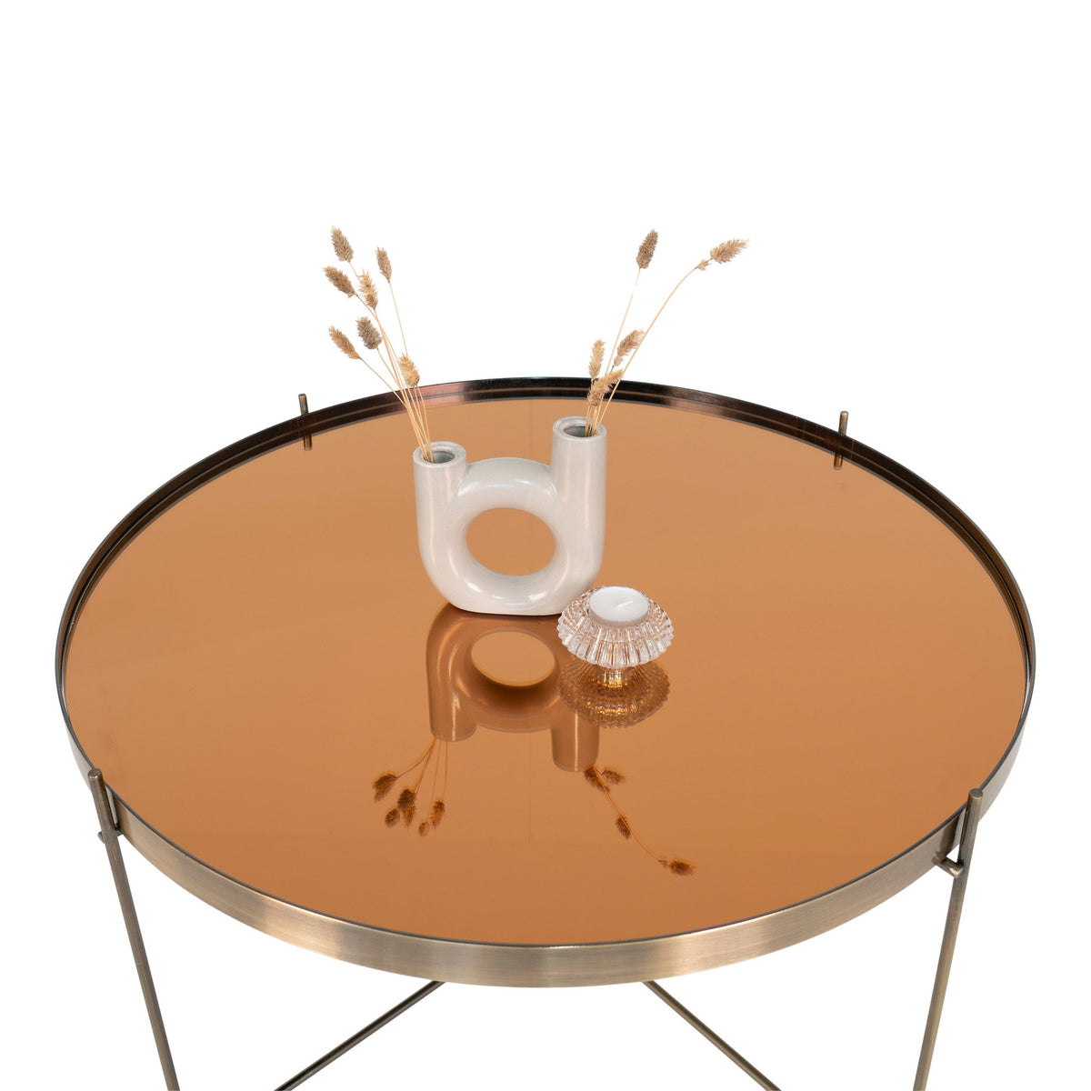 Lotta Couchtisch rund – Stahl/Glas Messing, ø 70 × 40 cm – Ansicht 3