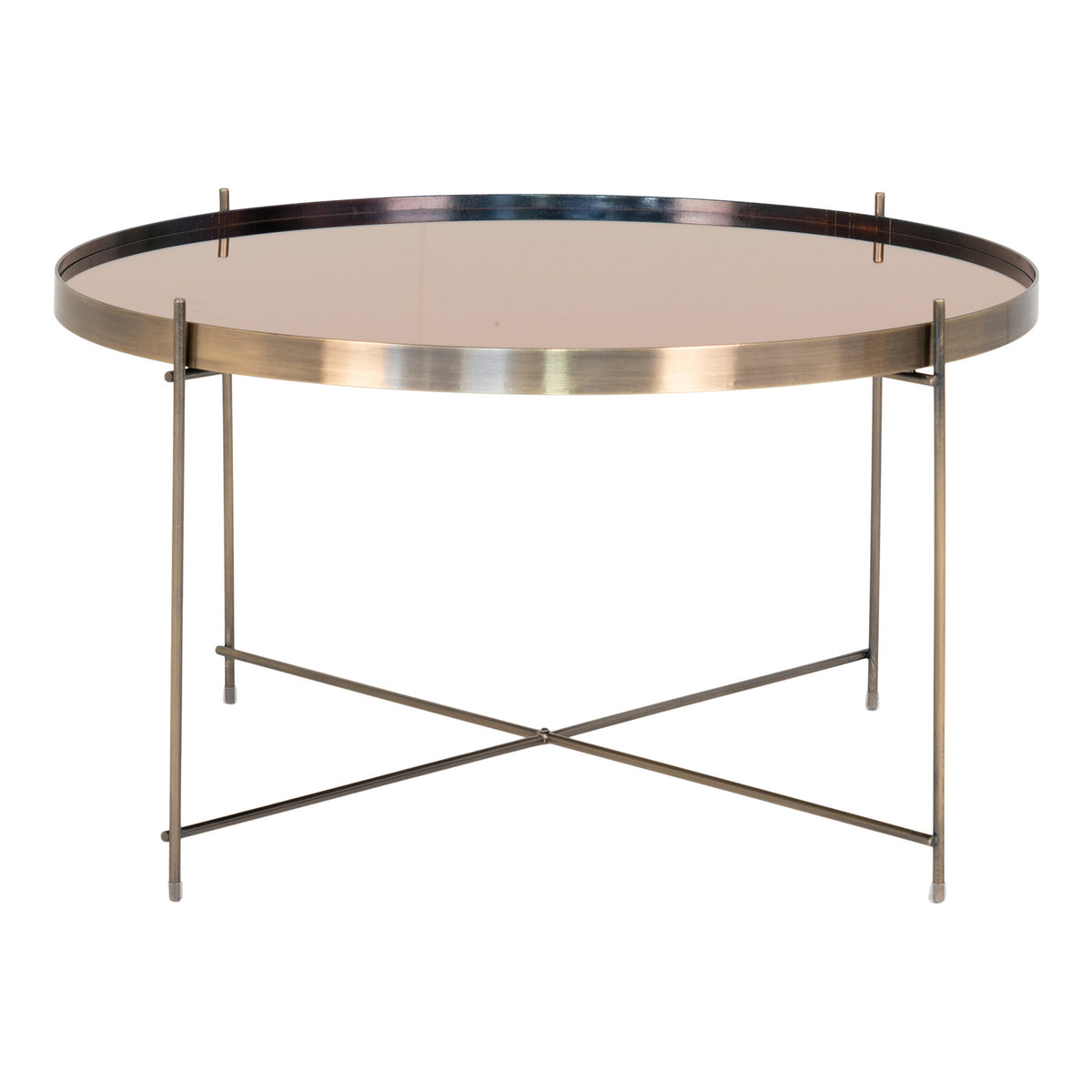 Lotta Couchtisch rund – Stahl/Glas Messing, ø 70 × 40 cm von Luiva Living