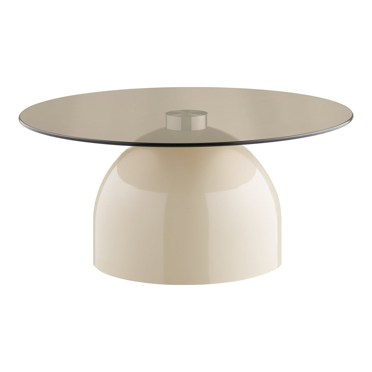 Elodie Couchtisch rund – Sicherheitsglas/Metall Grau/Beige, ø 70 × 33 cm von Luiva Living