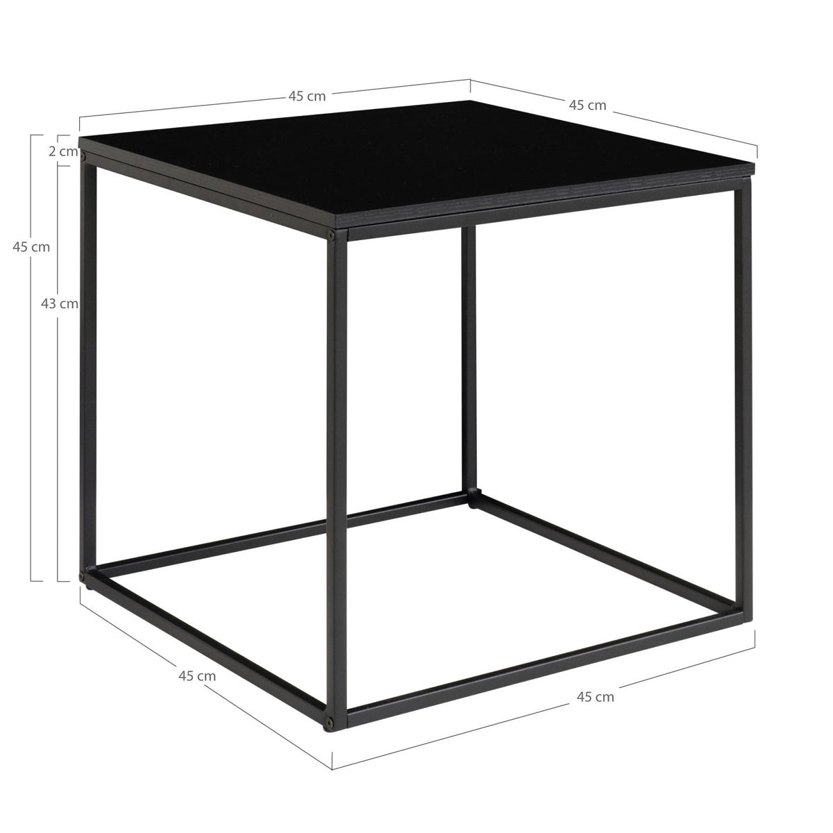 Sami Beistelltisch – Schwarz, Gestell Schwarz, 45 × 45 × 45 cm – Ansicht 5