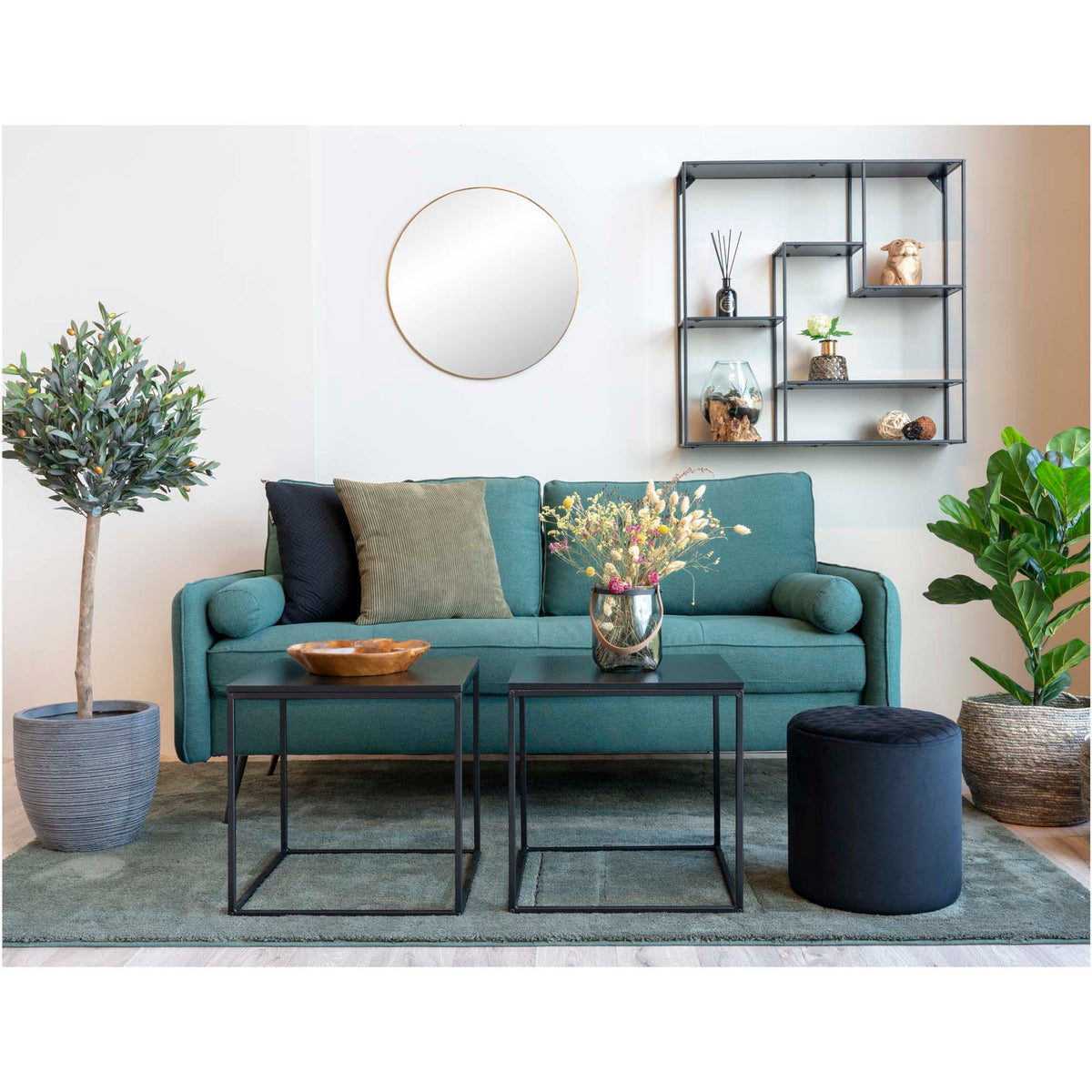 Sami Beistelltisch – Schwarz, Gestell Schwarz, 45 × 45 × 45 cm – Ansicht 8