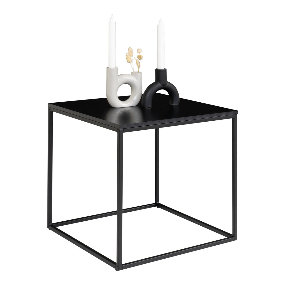 Sami Beistelltisch – Schwarz, Gestell Schwarz, 45 × 45 × 45 cm von Luiva Living