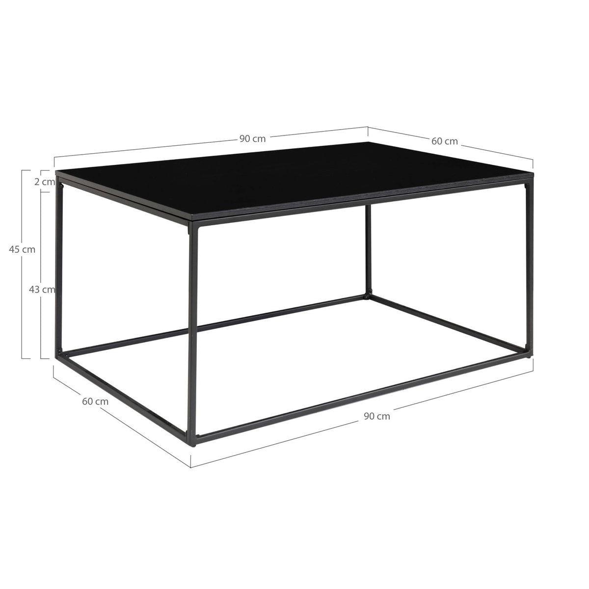 Sami Couchtisch – Schwarz, Gestell Schwarz, 60 × 90 × 45 cm – Ansicht 6